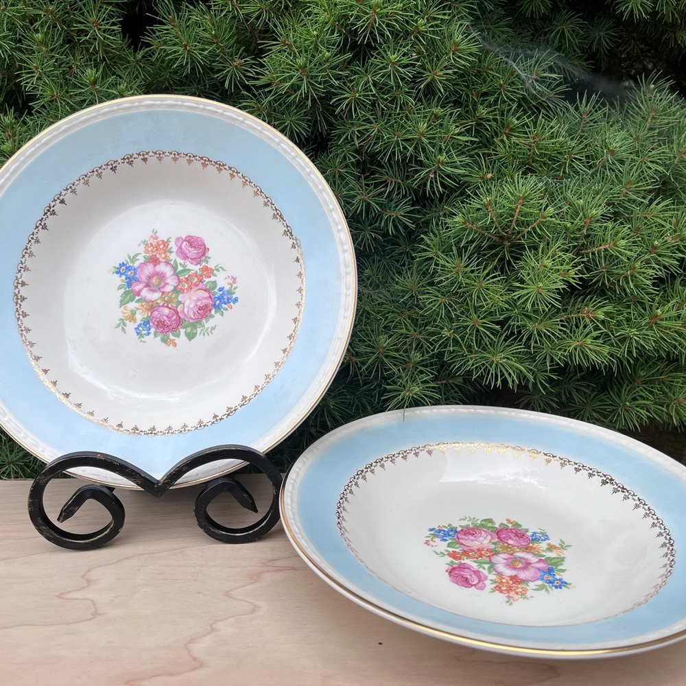 VTG 1940s Homer Laughlin Eggshell Plate Set Of 2